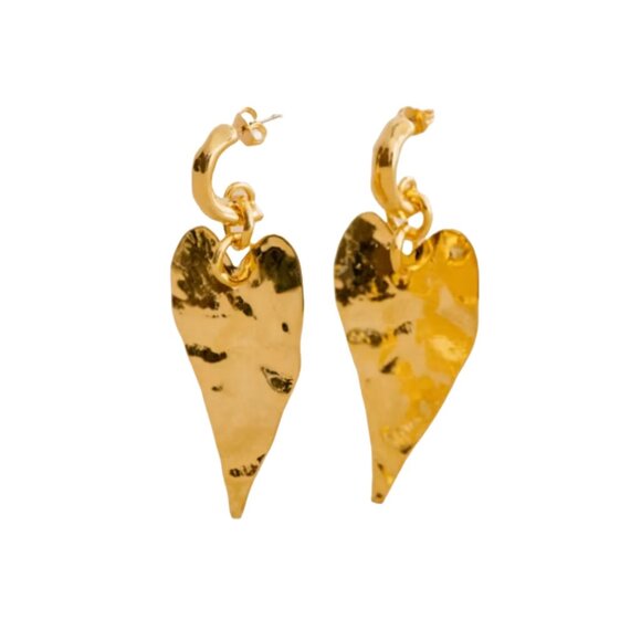 Sézane x Pangea RARE NWT Heart Earrings in Gold - Picture 2 of 4